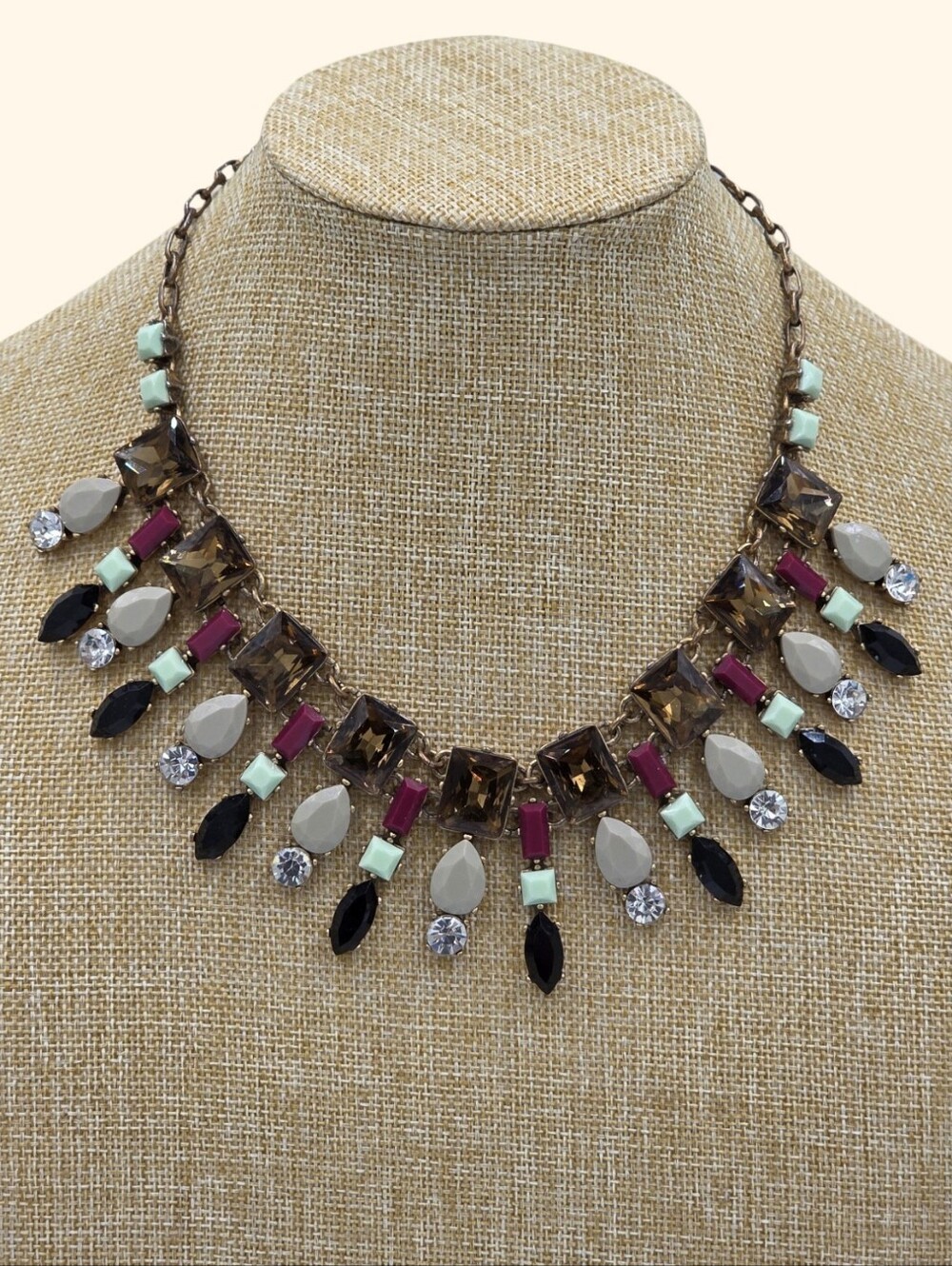 J. Crew Art Deco Statement Multi-Color Bib Necklace Collar
